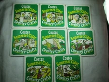 Beer Coasters- English Pub Mats- Lot of 8 Coates Somerset Cider w/country craft