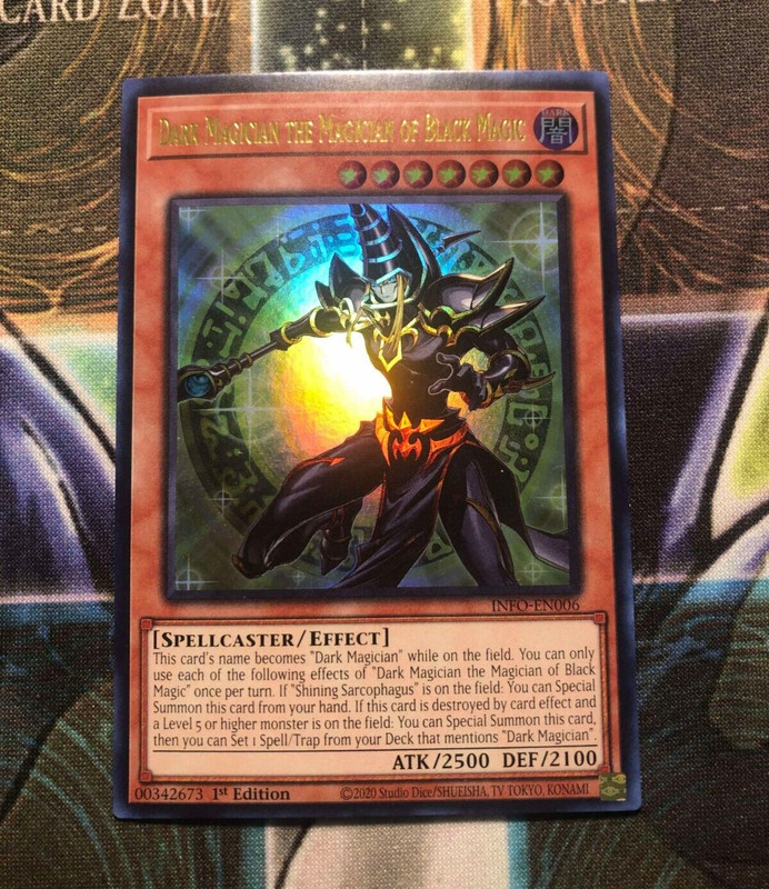 *** DARK MAGICIAN THE MAGICIAN OF BLACK MAGIC *** ULTRA RARE INFO-EN006 YUGIOH!