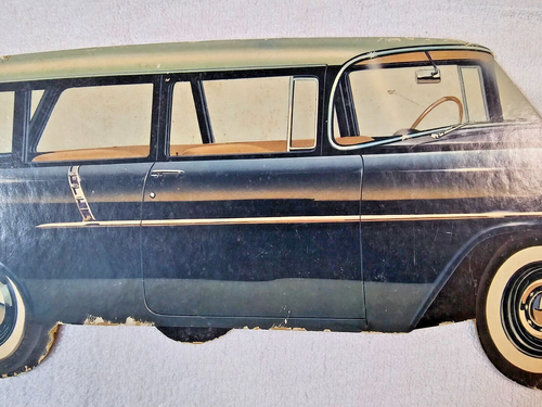 VTG 1956 Chevy Nomad Car Dealership Showroom Advertise Sign 27" Heavy Cardboard - Picture 4 of 7