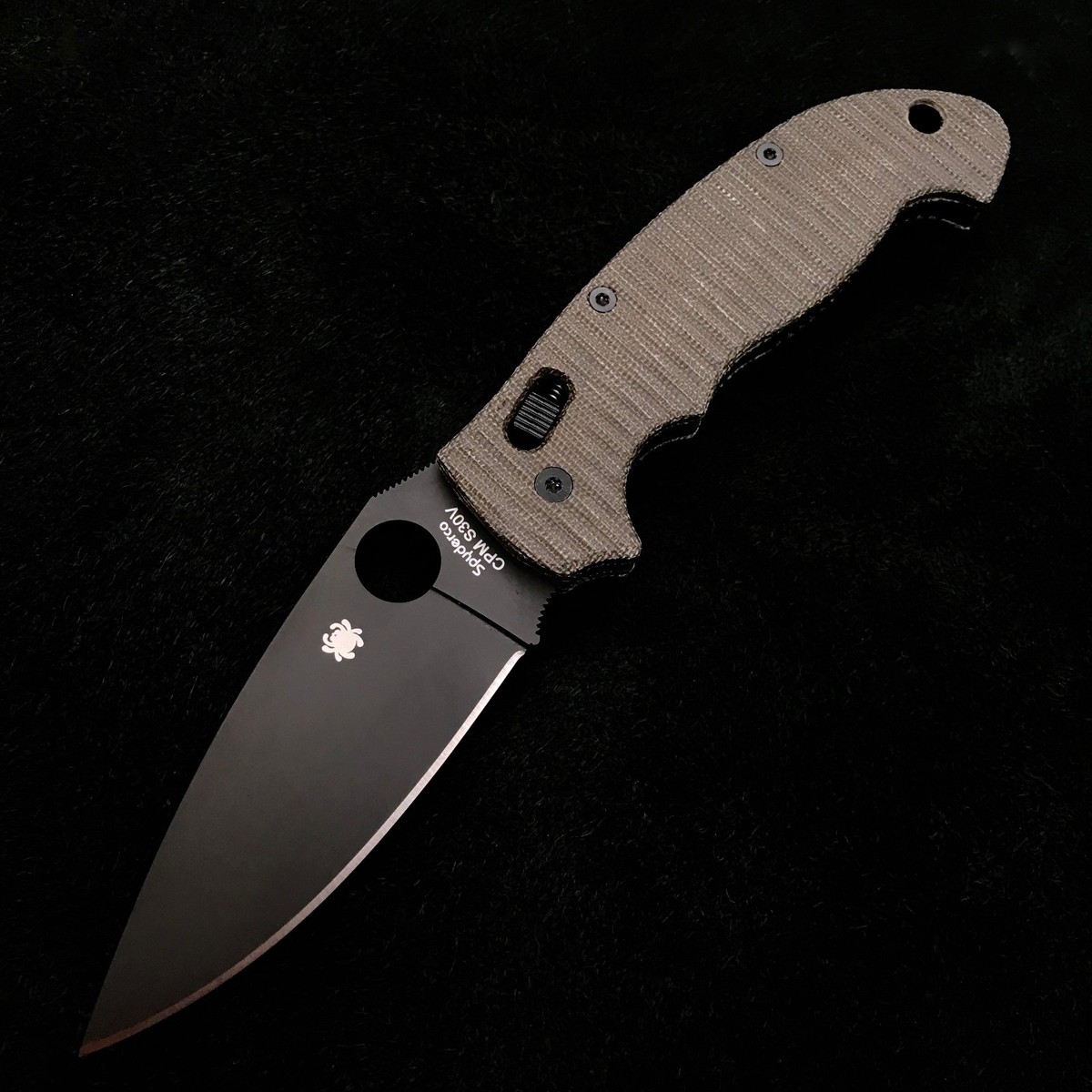 Spyderco Manix 2 XL Canvas Micarta & Black - Knife Plain Edge