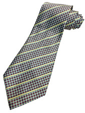 Vintage Necktie 1970's Swing Wide Neck Tie Stripe Geometric Yellow Powder Blue