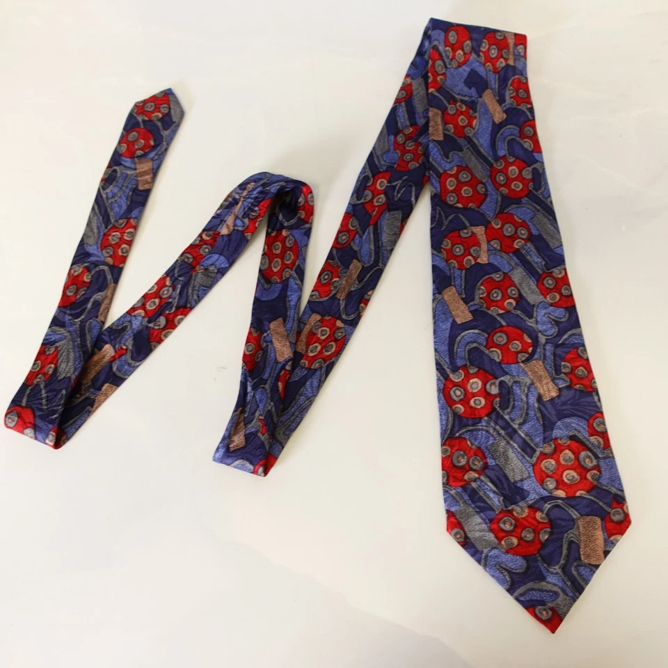 Mens Abstract Neck Tie Blue Geometric Silk Graphic Art Classic STANLEY BLACKER - Image 3 of 4