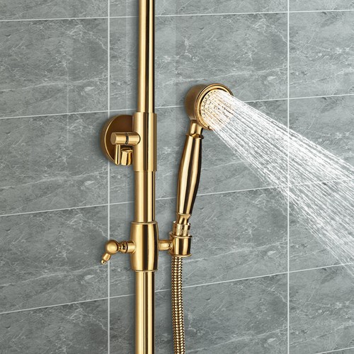 Gold Duscharmatur Duschset Edelstahl Duschsystem Regendusche Kopfbrause System - Bild 10 von 12
