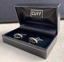 Rzadkie Vintage Boxed Usher Metalowe spinki do mankietów Męskie Ślub Upominek Prezent