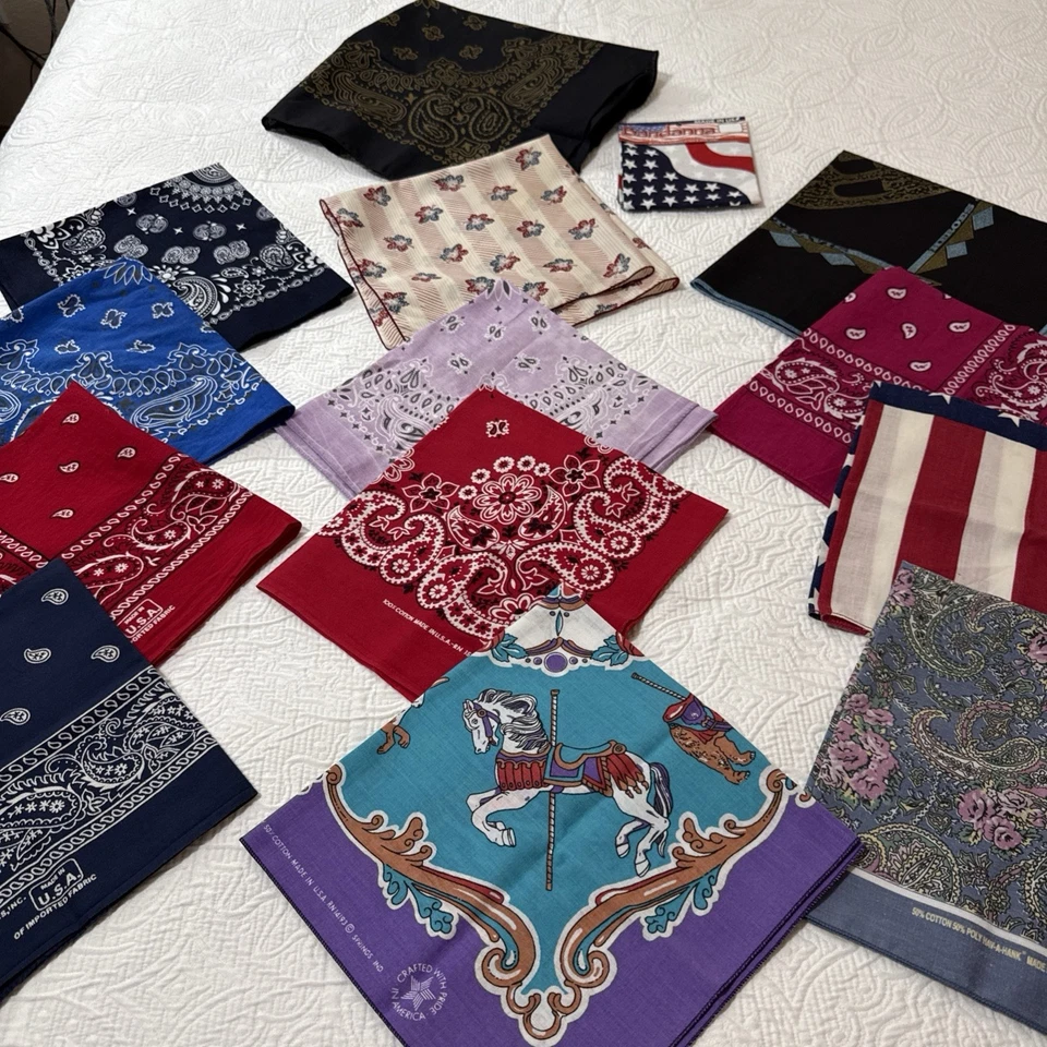 Lote de 14 Pañuelos De Colección Modernos Bandana Bandera de EE. UU. RN 14193 Mezcla de Algodón París Foto 3 de 4