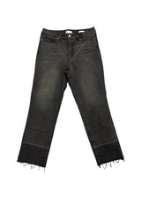 Sofia Jeans by Sofia Vergara Leslie Slim Straight Black Distressed Jeans Sz 8