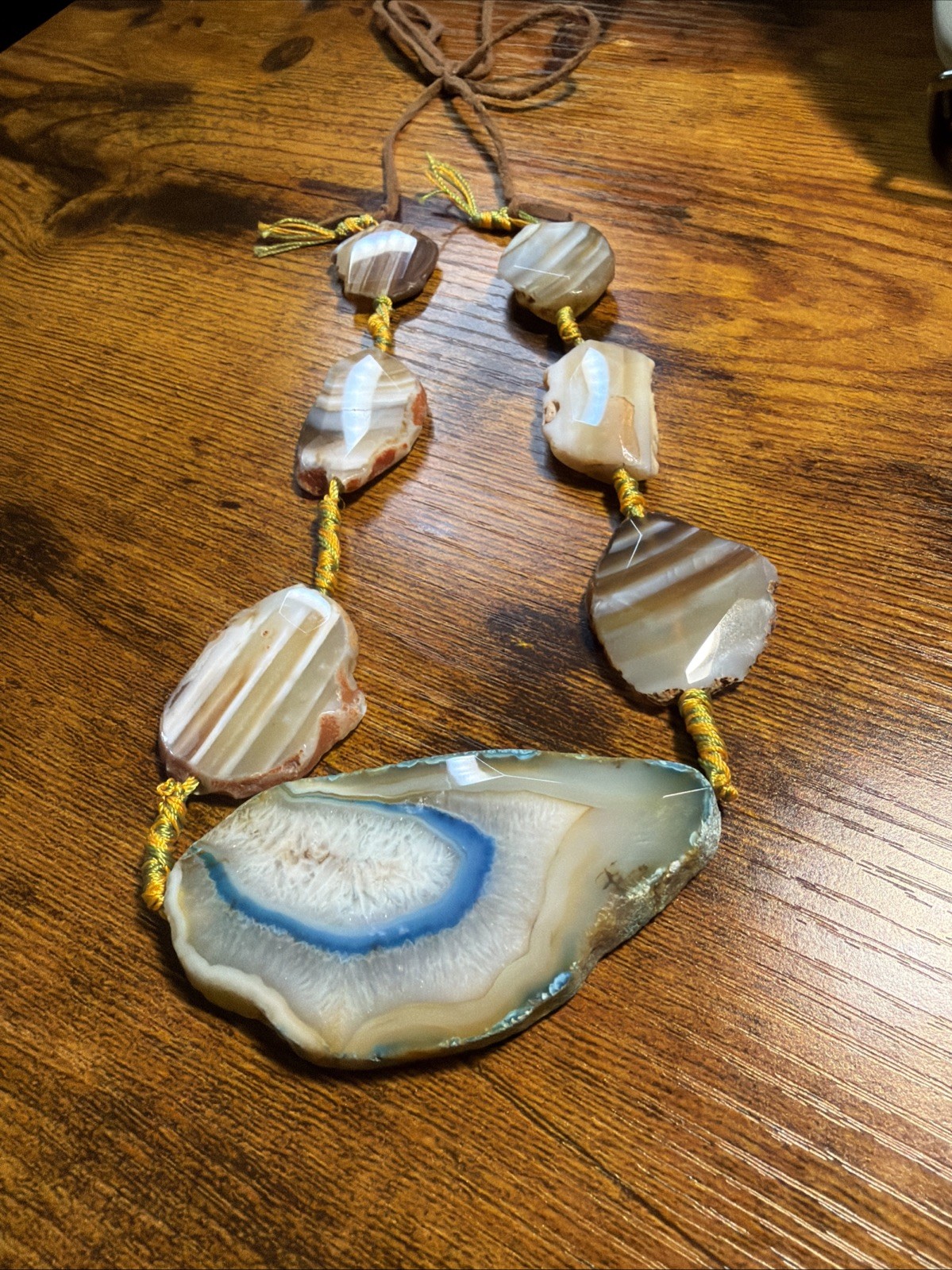 Large Agate Slice Statement Necklace Druzy Geode … - image 8