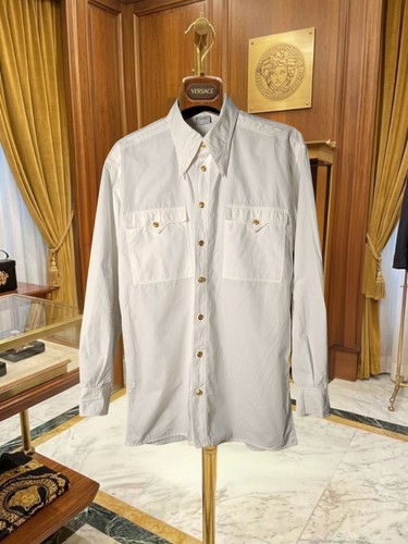 Vintage Versus Versace 90s All Gold Lion Buttons Shirts Made In Italy  32 / 46
