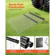 Drag Harrow, 4 x 5 ft Chain Harrow - Made from Q235 Steel, UTV Tractor Attachmen