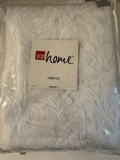 JCP Home Cascade Valance Sheer Lace Shari Window Curtain Floral 87 X 72White New