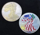 Colorized Silver Eagles Lot of 2 1oz.999 Fine Silver Coins US Mint Low Reserve