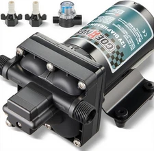 12V RV Fresh Water Pump, 6GPM, 70 PSI Self-Priming, Pressure Switch, Strainer