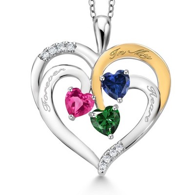 1.60 Ct Pink Created Sapphire Created Sapphire Rhodium Plated Pendant with Chain