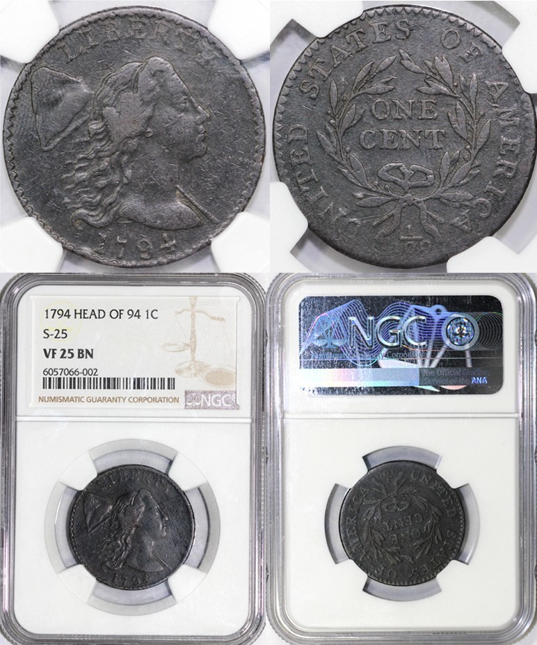 1794 1c S-25 Head of 94 Liberty Cap Large Cent NGC VF 25 | eBay