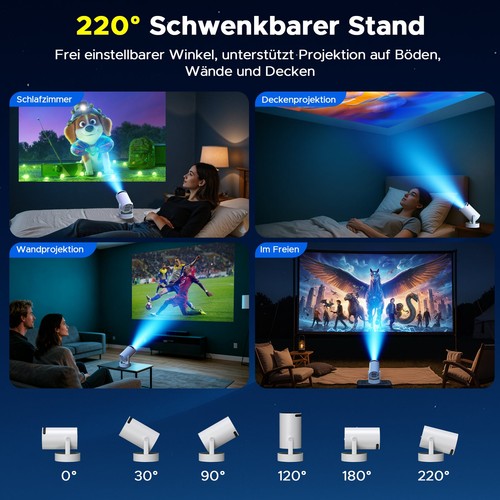 NEU Mini Tragbar Akku Beamer Projektor 4K UHD WiFi Bluetooth Android TV Heimkino - Bild 4 von 9