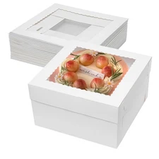 14x14x6 Inch Cake Boxes 10pcs Bakery for Tier Cakes with Window 14 White Large