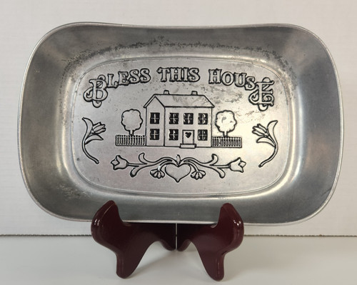 WILTON ARMETALE “Bless This House” Pewter Serving Tray Plate 9”x 7”