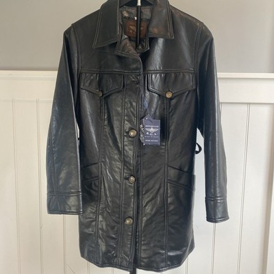 Reportage RGA 4 Button Leather Jacket Black Made in Italy Size Small? NWT