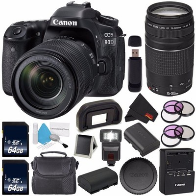 Canon EOS 80D DSLR Camera +18-135mm Lens 1263C006 (Intl Model) Version) + Canon