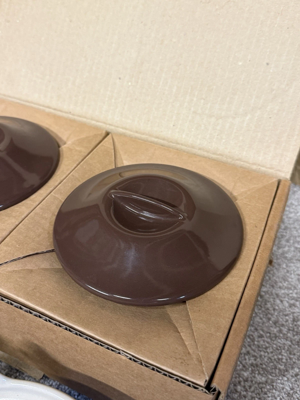 2x Vintage Le Creuset Round Casserole Dish With Lid 14cm Brown Enamel - New 4