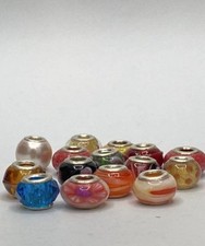 LOT 15 .925 Sterling Silver Core Murano Glass Charm Beads Mixed Colors 32g
