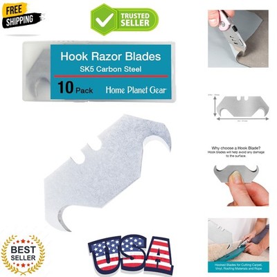 Hook Blade 10 Pack - Utility Knife Hooked Razor Blades in Storage Box - Heavy...