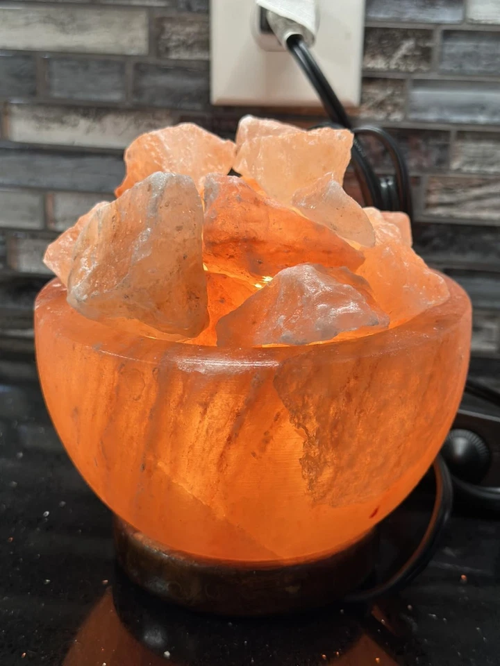 Tazón de lámpara de sal natural del Himalaya 7-8 lb - Cristal rosa regulable - Decoración de regalo Foto 2 de 4