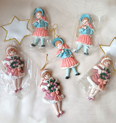 Winterkinder 6 x Figur mit Rosen zur Weihnachtszeit Winterzeit