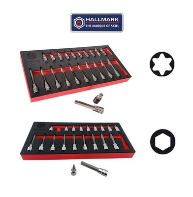 3/8'' Drive Standard & Long Hex & Torx Bit Socket Sets - Britool Hallmark