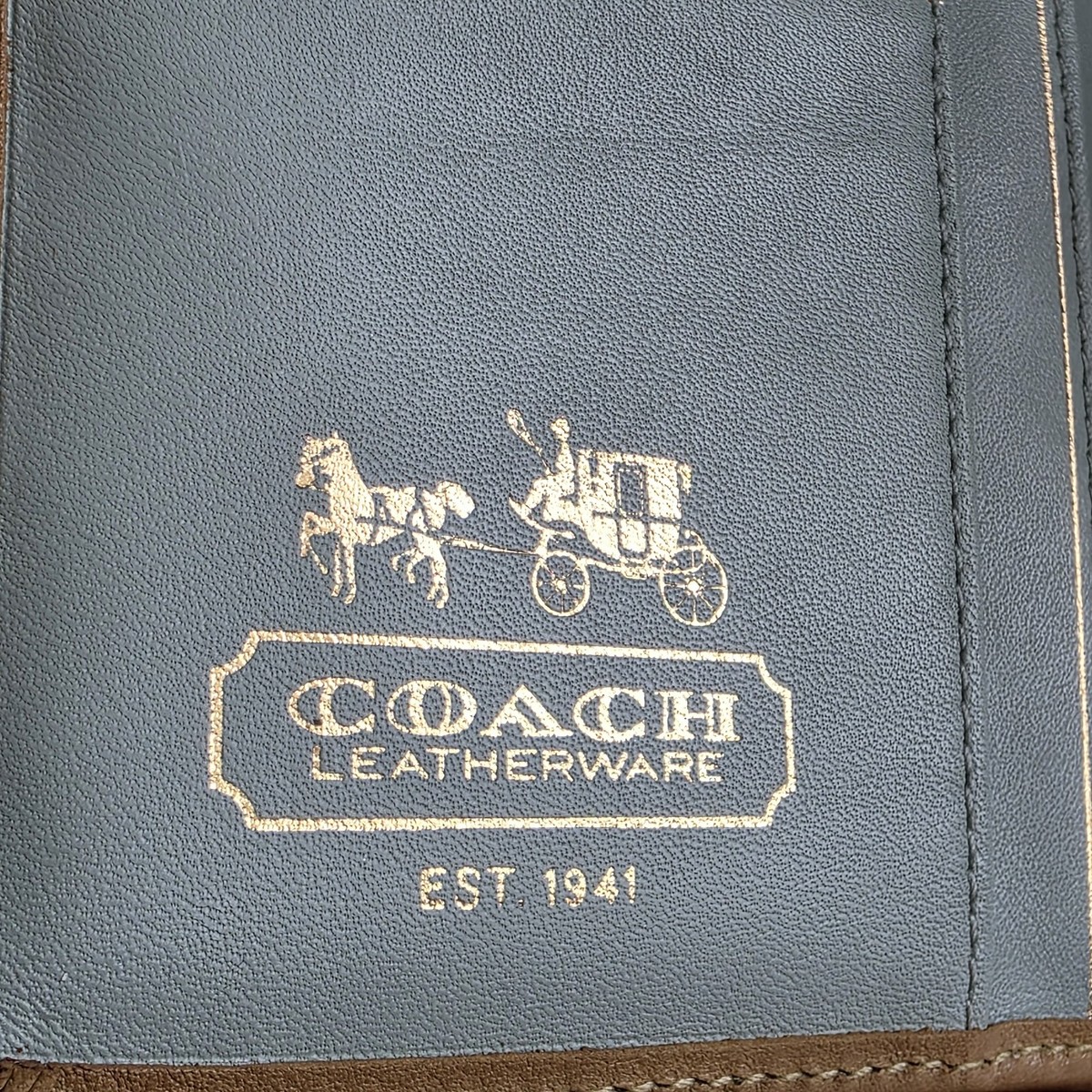 Coach Legacy Turnlock Agenda Cover Seafoam Teal Leather Planner