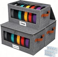 3 Pack 3D Printer Filament Storage Box with Dual Waterproof, Holds 18 Rolls
