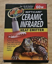 New Zoo Med Repticare 60 Watt Ceramic Infrared Heat Emitter For 10-20 Gal Ter