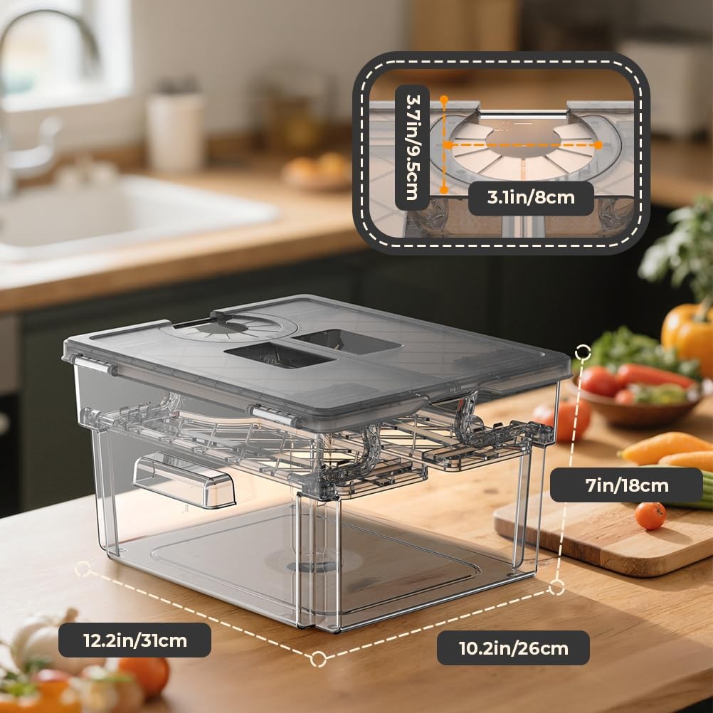 Sous Vide Container with Lid and Built-in Rack Double-Door Design 11.6 QT Sou...