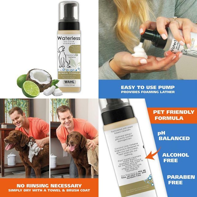Wahl Pet Friendly Waterless No Rinse Shampoo For Animals Oatmeal