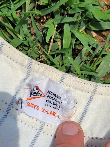 Camiseta de béisbol de lana Felco de la década de 1940 para niños XL Abbotts Gulf Gasolinera Uniforme de petróleo  - Imagen 6 de 12