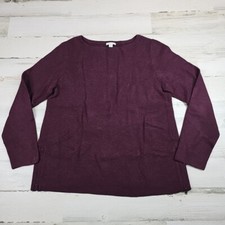 J.Jill Sweater Womens Medium Purple Long Sleeve Zip Bottom Pullover Casual