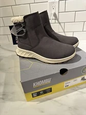 New Khombu Womens Gray Suede Side Zip Round Toe Comfort Ankle Snow Boots Size 6