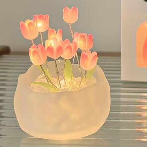 Tulip LED Night Light DIY Atmosphere Lamp Home Battery 5/9floral Creative Sea - Picture 14 of 15