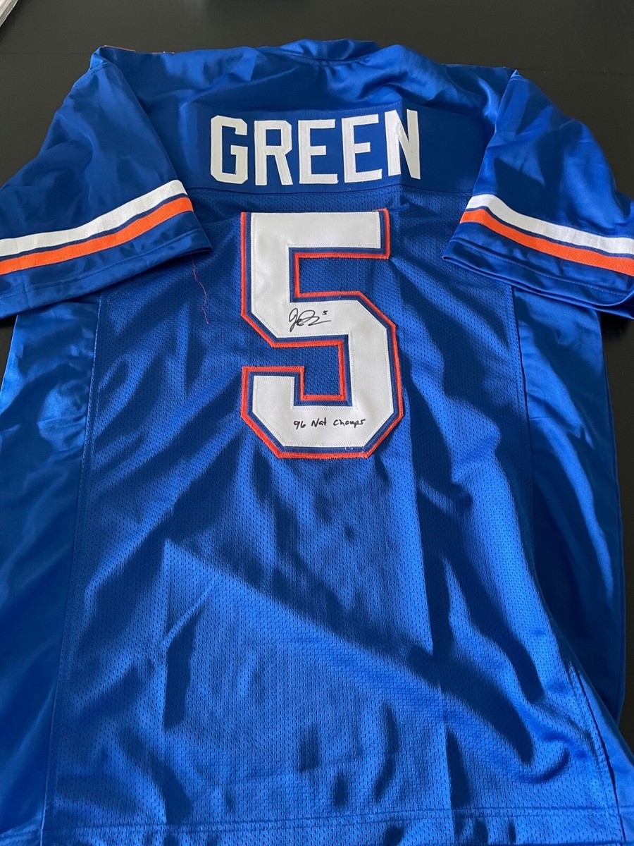 Gators Jacquez Green signed Jersey 96 Nat Champ Inscription W/COA