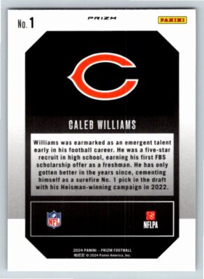 2024 Panini Prizm Emergent Green Prizm Caleb Williams Chicago