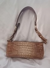 Vintage Brahmin Toasted Almond Collection Croc Embossed Leather Handbag