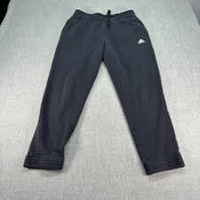 Adidas Jogger Pants Mens Large Black Fleece 3 Strips Pockets Athletic