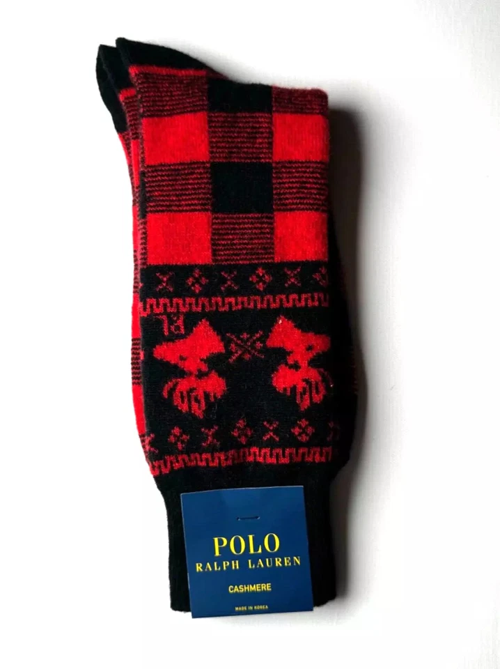 DOS (2) de Calcetines Polo Ralph Lauren Para Hombre Mezcla de Cachemira a Cuadros Búfalo Foto 3 de 4