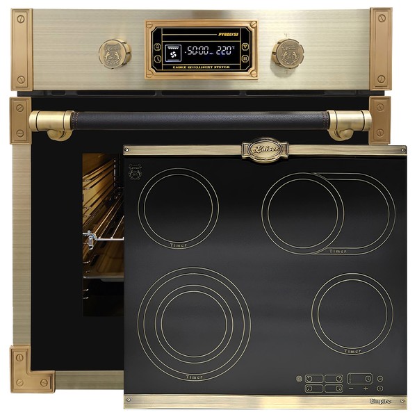 Kaiser Eh 6427 Ad Retro Einbaubackofen +Glaskeramik Kochfeld 60 Cm Kct 6185 Em-image