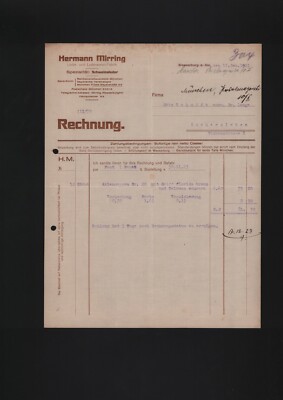 Munich, invoice 1922, Hermann Mirring leather-leather goods factory