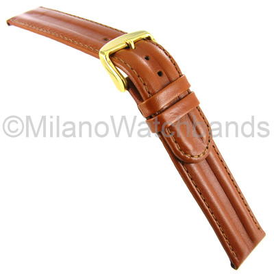 20mm Speidel Heavy Saddle Genuine Leather Honey Tan Brick Brown Watch Band