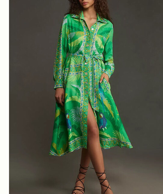 slim fit dress slacks Light Green Butterfly Cut-Out Midi Dress – FARM Rio main image 1