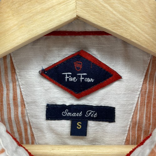 Five Four Shirt Men S Small Orange Striped Collared Button Up Long Sleeve Casual - Picture 5 of 8