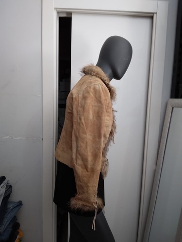 K.S Giacca in vera pelle usato donna woman cammello Tg 46 XYC1185L - Picture 2 of 8