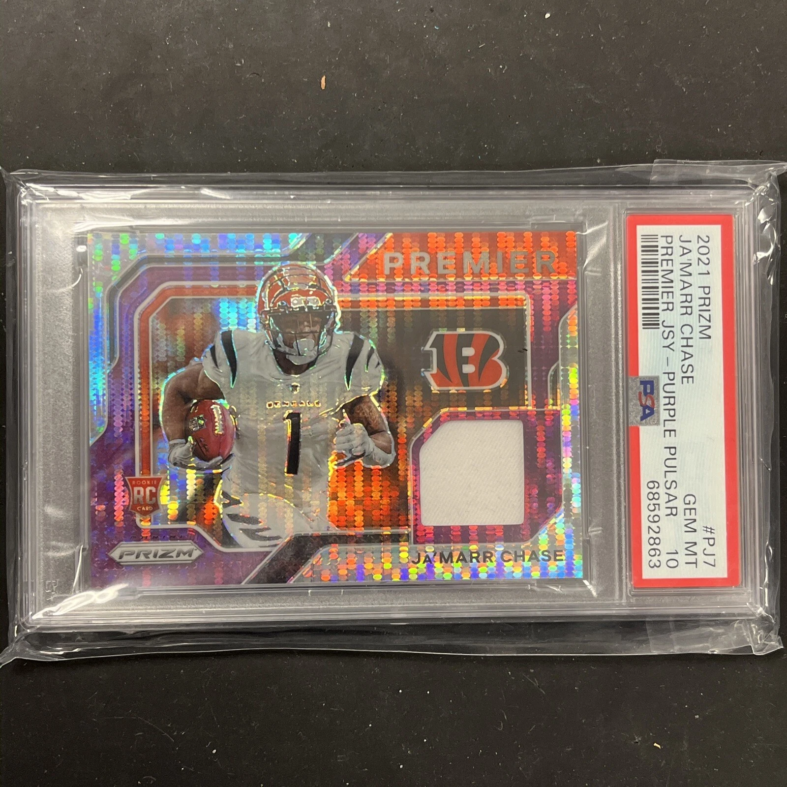 JaMarr Chase Panini Prizm Premier Jersey #PJ7 Purple Pulsar